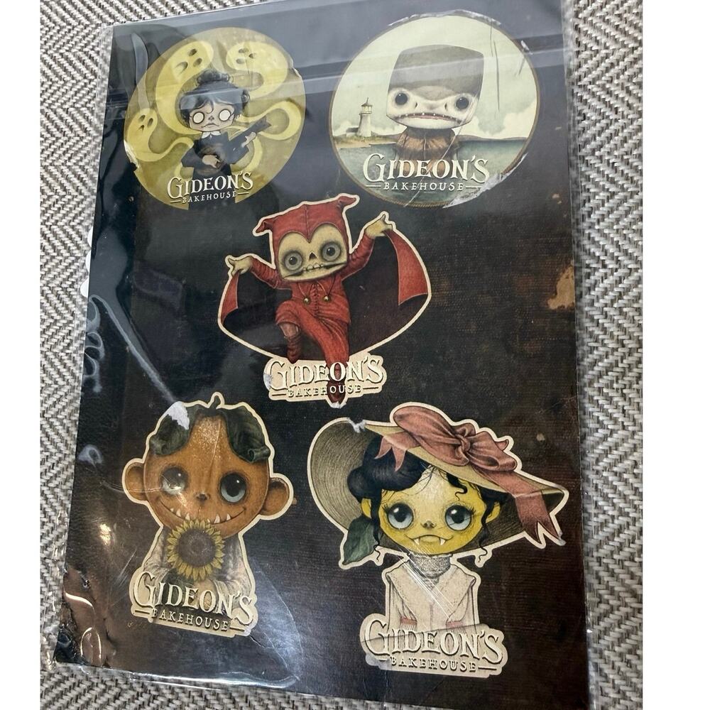 New Sealed Gideons Bakehouse First Series 5 Character Sticker Set Spooky Emo